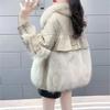 Imitation fur autumn and winter new casual temperament PU leather imitation fox hair medium and long thickened down cotton clothes