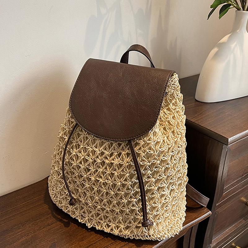 Letní dámský batoh se stahovací šňůrkou Daypack Weaving přes rameno Malý batoh Mochila