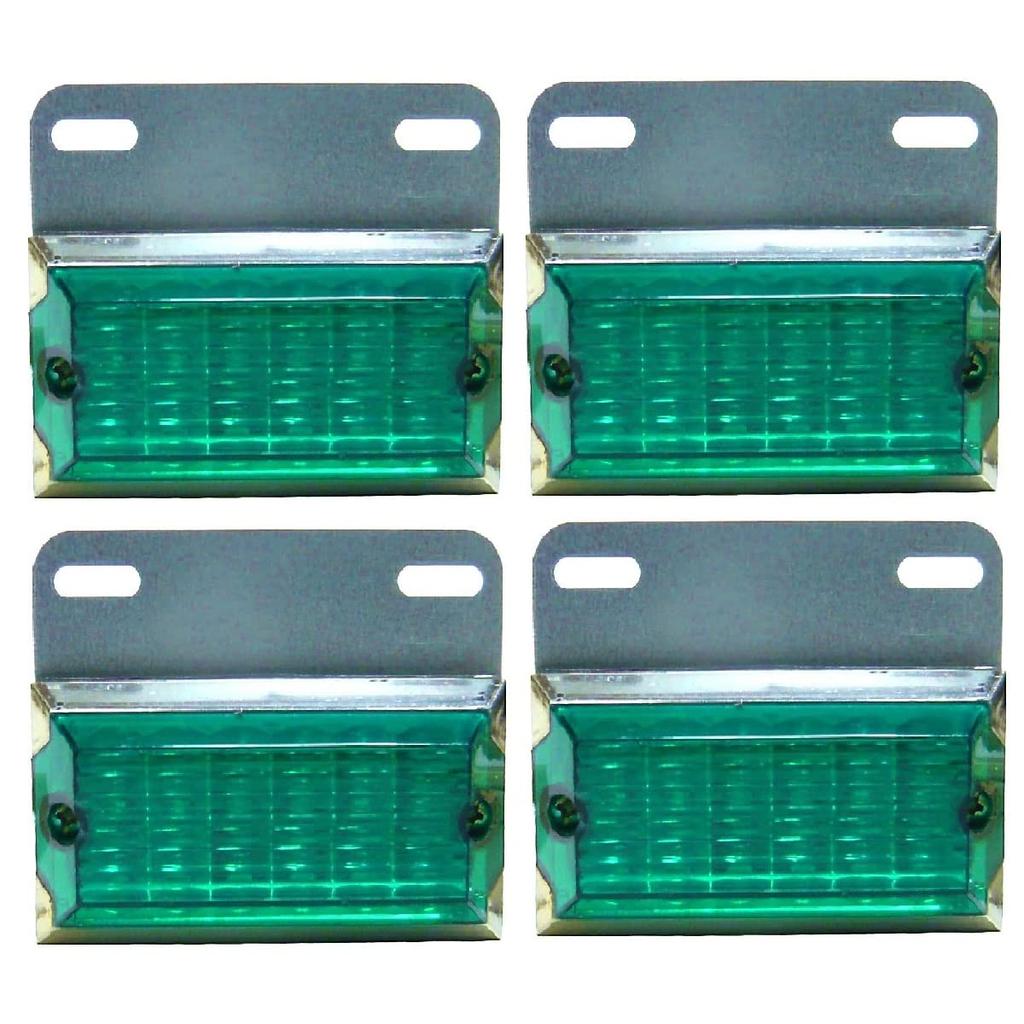 Customize Truck Side Markers, Square 12 LED 24V, Universal Marker Lamp, Set of 4 (Green)