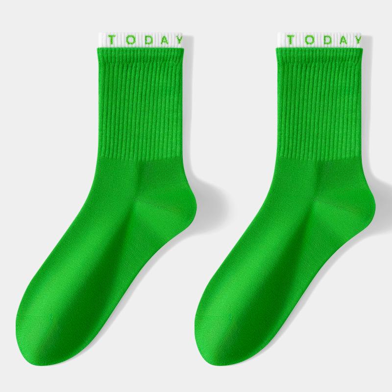 Green Series Fun Women s Mid-Calf Fashion Socks - Trendy, High Elasticity, Four Seasons Style One Size (35-39)