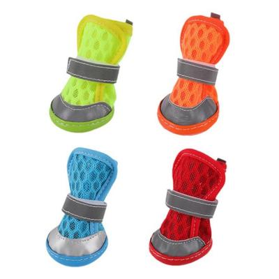4pcs/set Practical Wear Resistant Dog Mesh Shoes Breathable Non-slip Pet Mesh Boots Reflective Puppy Socks Shoes Summer