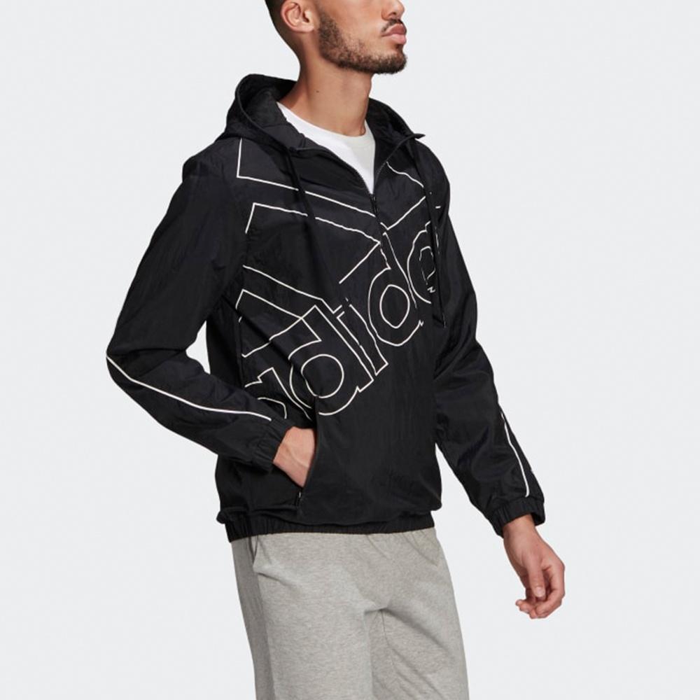 adidas M Favs Q1 Wb Large Logo Printing Sports Hooded Jacket Black Men's GK9439