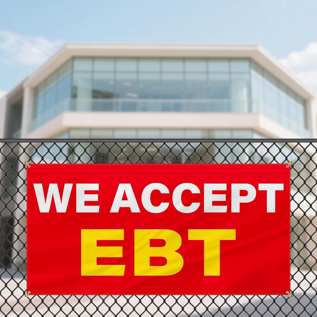 ASUNO 2 Pack 36 x 72 Inch We Accept EBT Banner with Grommets Weatherproof Advertising Polyester Reble Flag for Store Business Office Industrial Yard