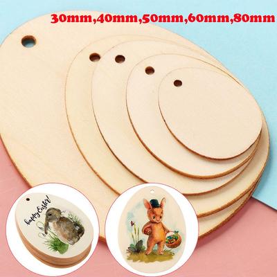 Handcraft Hanging Ornaments Wooden Graffiti Wood Slice Wood Chips Easter Decorations Easter Eggs