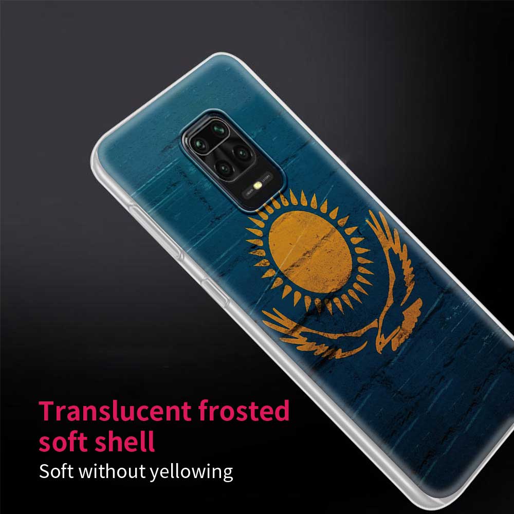 Kazakhstan Flag Case for Xiaomi Redmi Note 9s 9 8 8T 7 9C Mi Poco X3 NFC 11 9A 9T 10T Pro 7A Translucent Matte TPU Cover