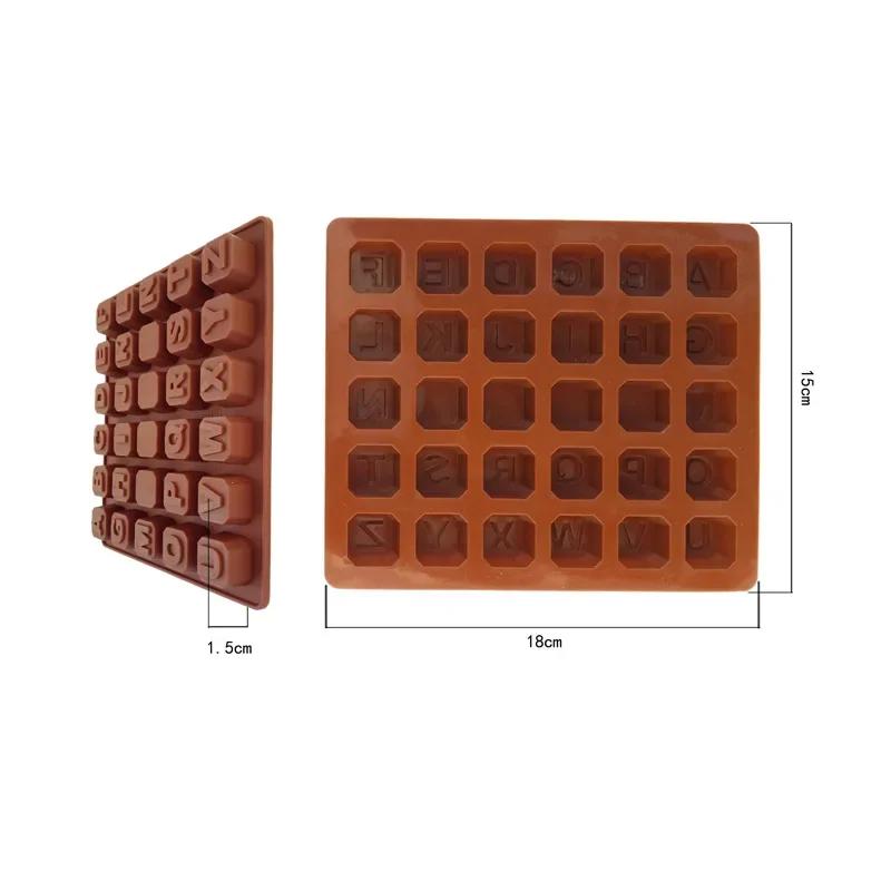 2024 New Silicone 30grid Letter Character Shape Print Ice Cube Chocolate Soap Cake Mold Christmas Silicone Mold  Fondant Mold