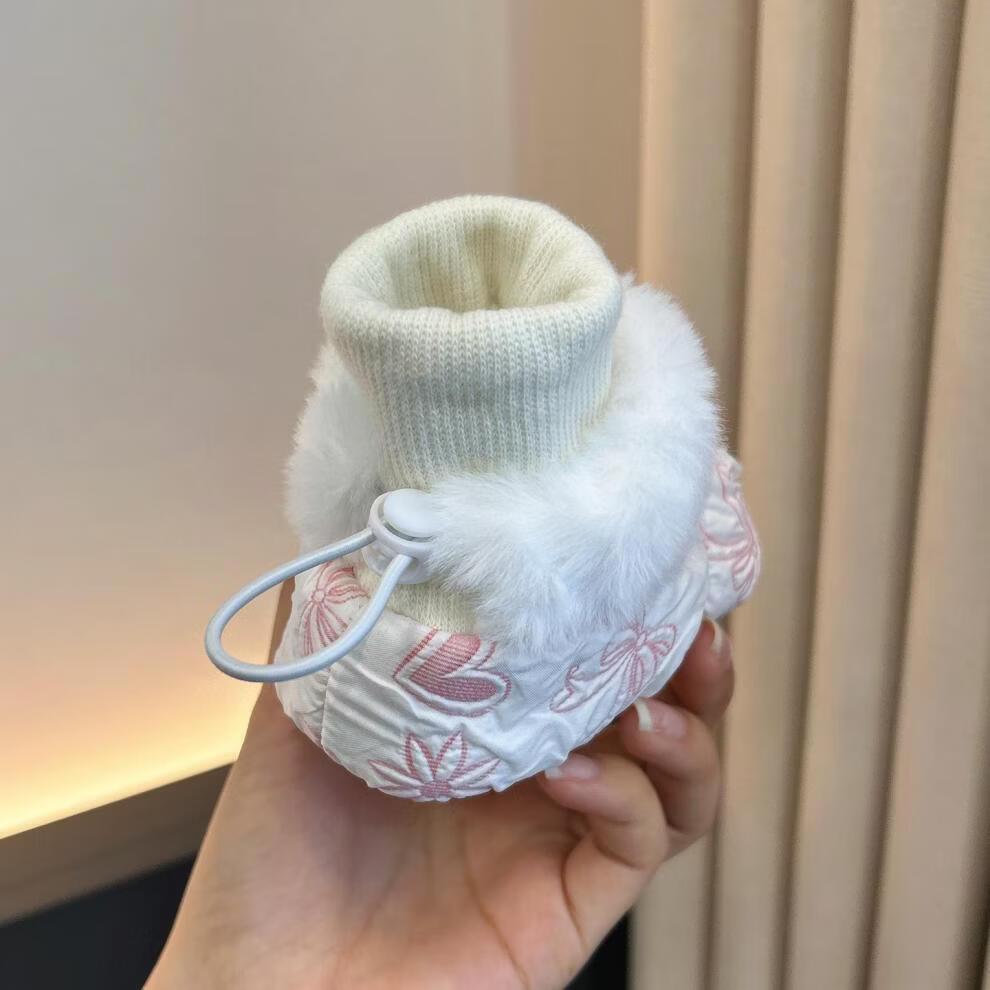 Warm Cotton Princess Shoes & Socks for Baby Girls, 3-12 Months, Soft Sole Pre-walking Foot Cover