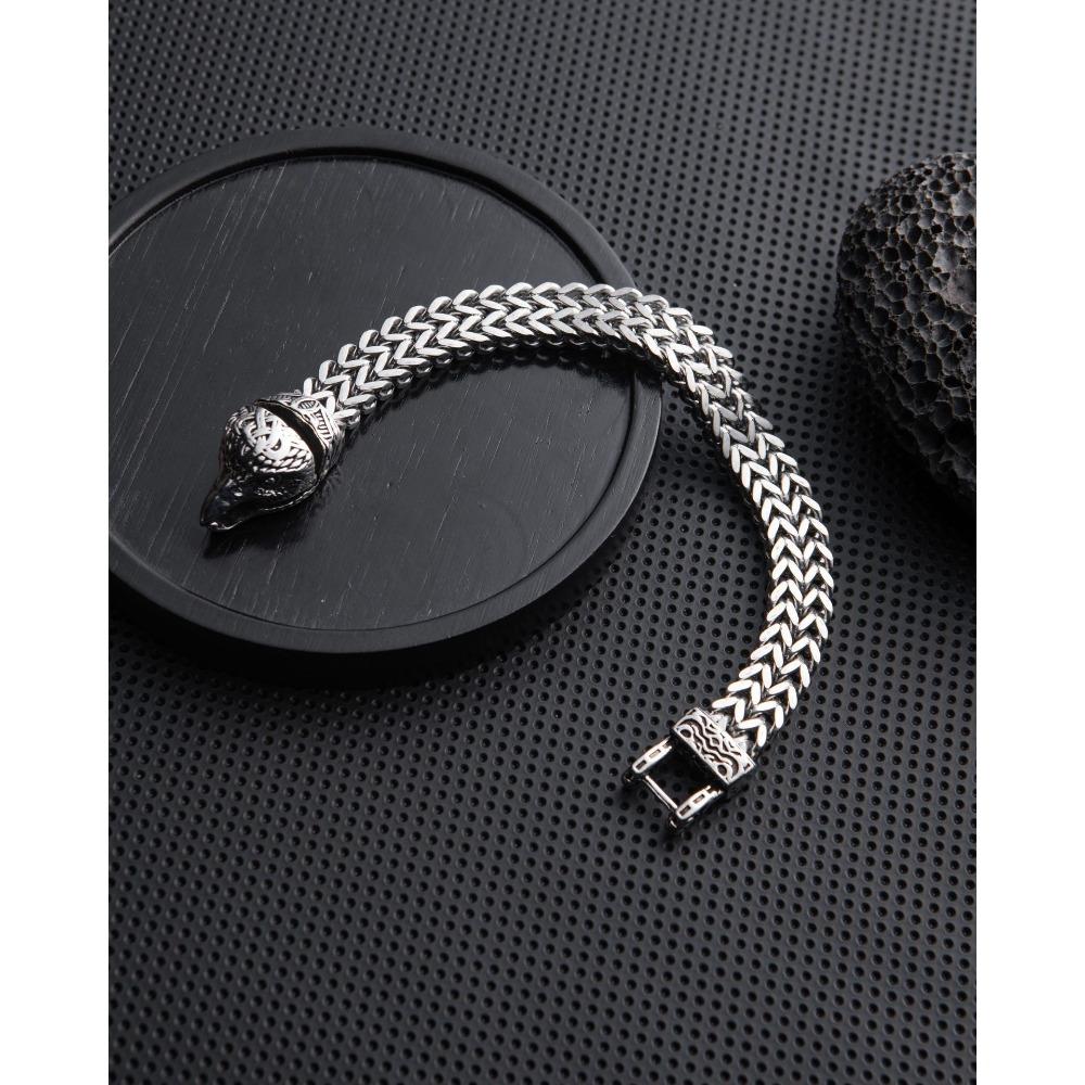 European and American Cross-border Popular Men's Bracelets, Retro Punk Style, Stainless Steel Snake Head, Beast Head, Skull, and Jewelry Do Not Fade.