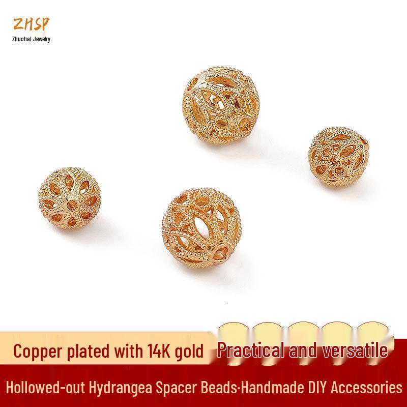 

14K Gold-filled Openwork Pomander Spacer Beads for Jewelry Making 8mm hole ~1mm, 1 piece/package