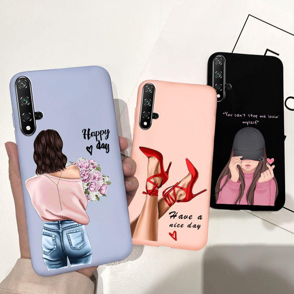 For Huawei Nova 5T Case Beautiful Girl Flower Phone Case For Huawei Nova5T YAL-L21 Soft Silicone Shockproof Back Cover Bumper