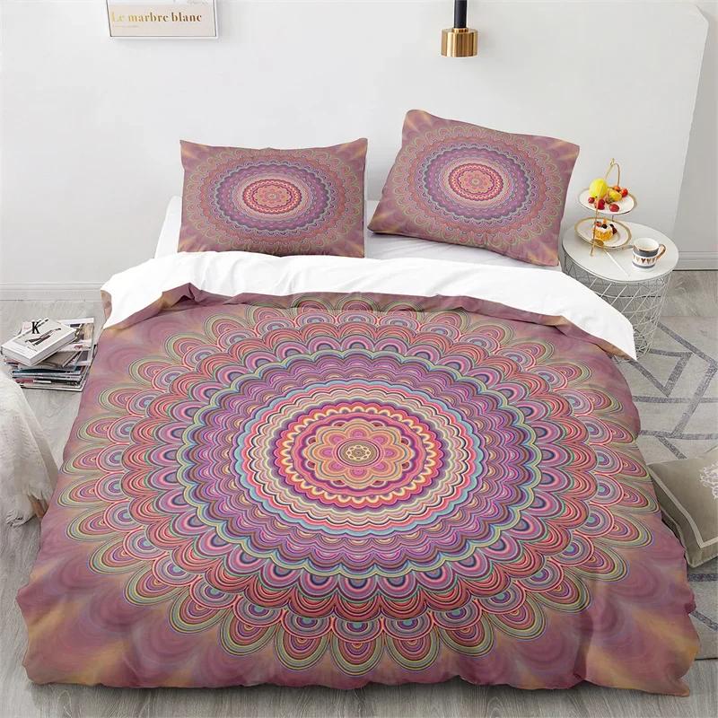 Psychedelic Mandala Duvet Cover Microfiber Bohemian Floral Bedding Set Twin Queen King For Kids Teen Boho Floral Comforter Cover