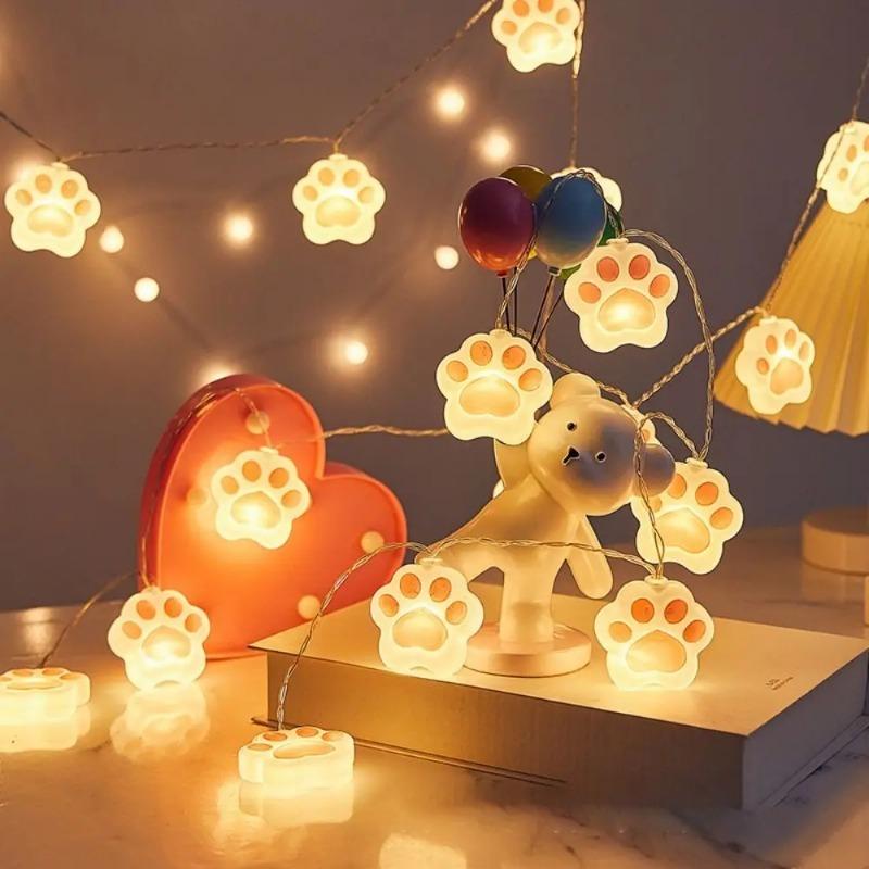 PVC LED Night Lights Cat Paw Waterproof Fairy String Lights USB/Battery Operated Eletricity Saving Garden Lamp Bedroom Decor