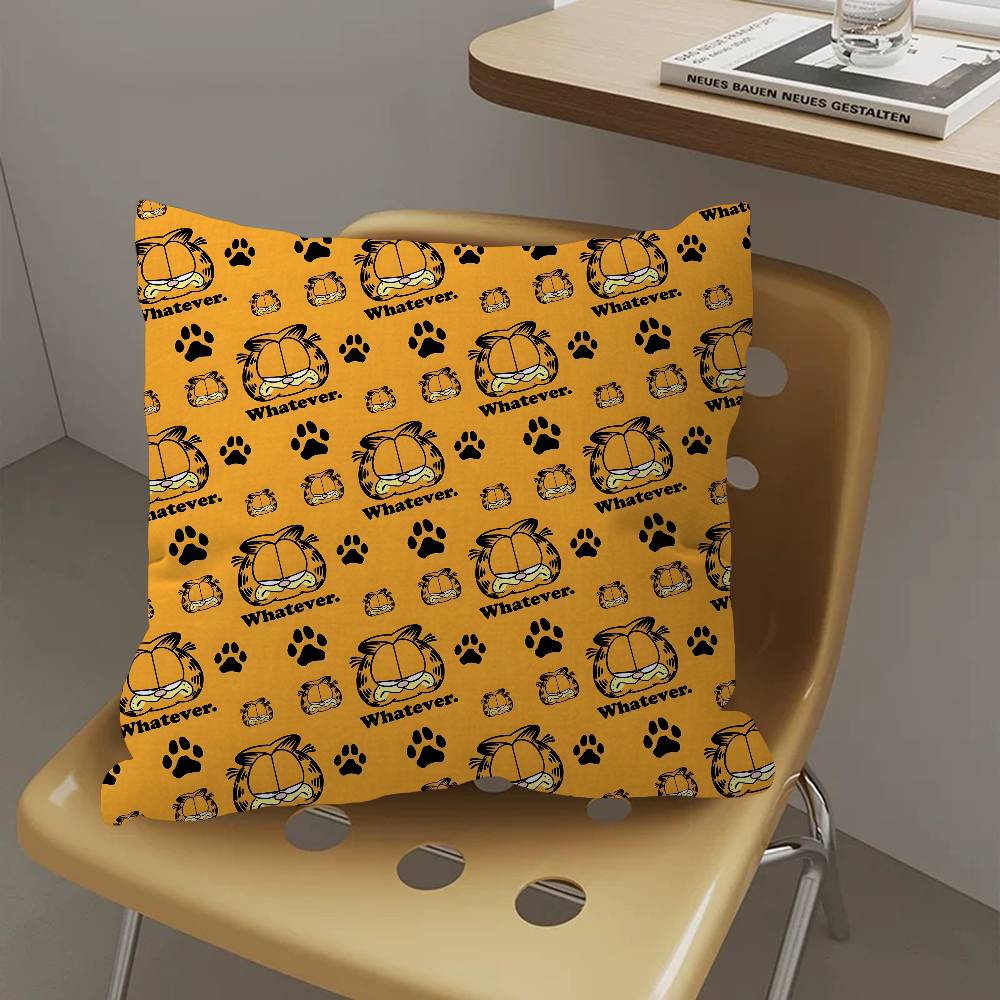 Cartoon Garfield Cute Cat Cushion Cover Car Throw Pillow Case For Sofa Car Christmas Gift 40X40Cm 45X45Cm