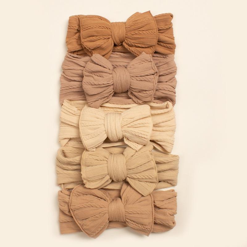 

Autumn new 5-color coffee jacquard double-layer headband, children s coffee-colored headgear, baby headband.