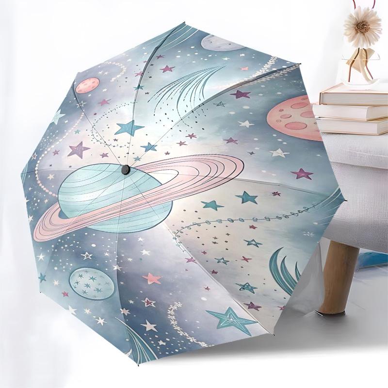 1PC Space planets Umbrella-8-Rib Reinforced Portable Folding Travel Suitable for All Seasons Outdoor Daily -Z0485