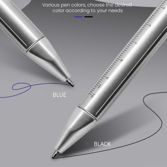 2 Pcs Gel Pens with Vernier Caliper Retractable Ballpoint Pen with 10cm Metric Caliper Ruler Multifunctional Shock-proof Measuring Tool