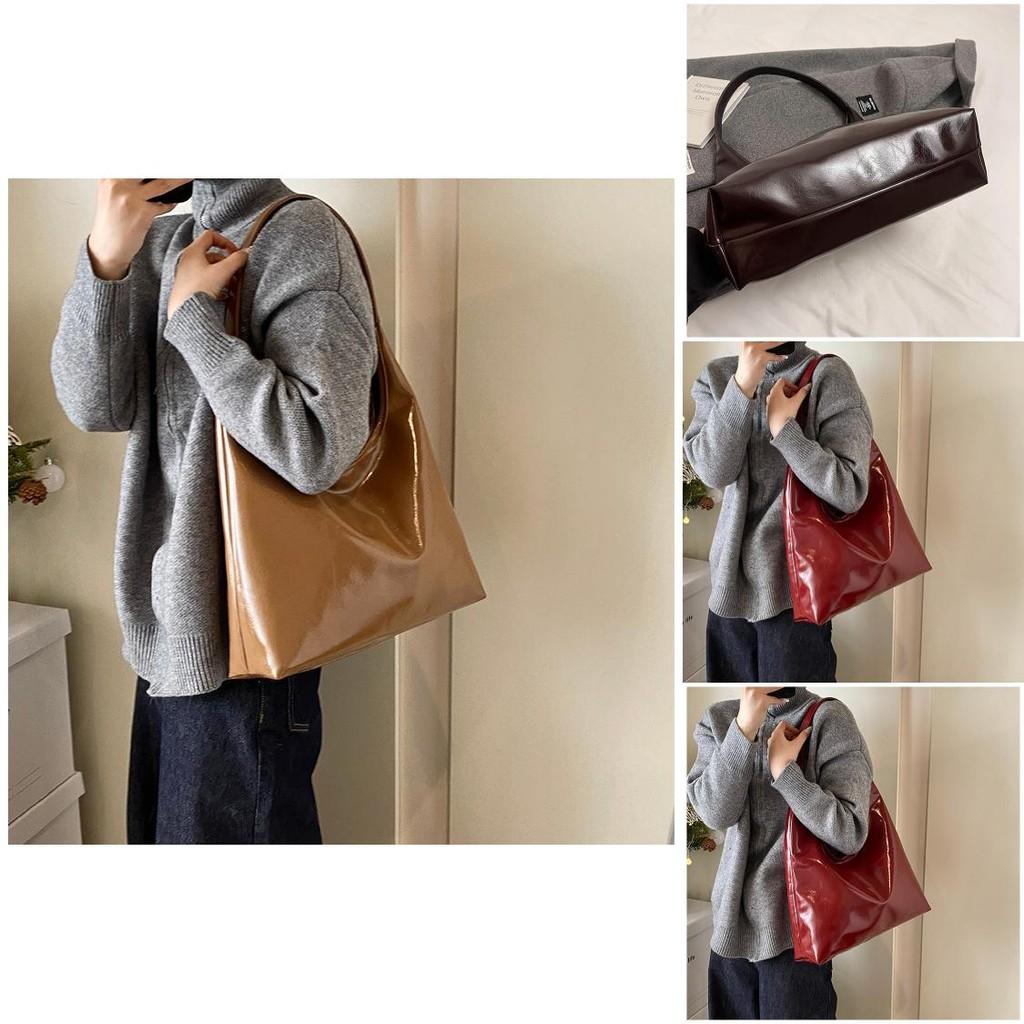 Modische Eimtasche mit großer Kapazität für Damen Stilvolle einfarbige Tragetasche