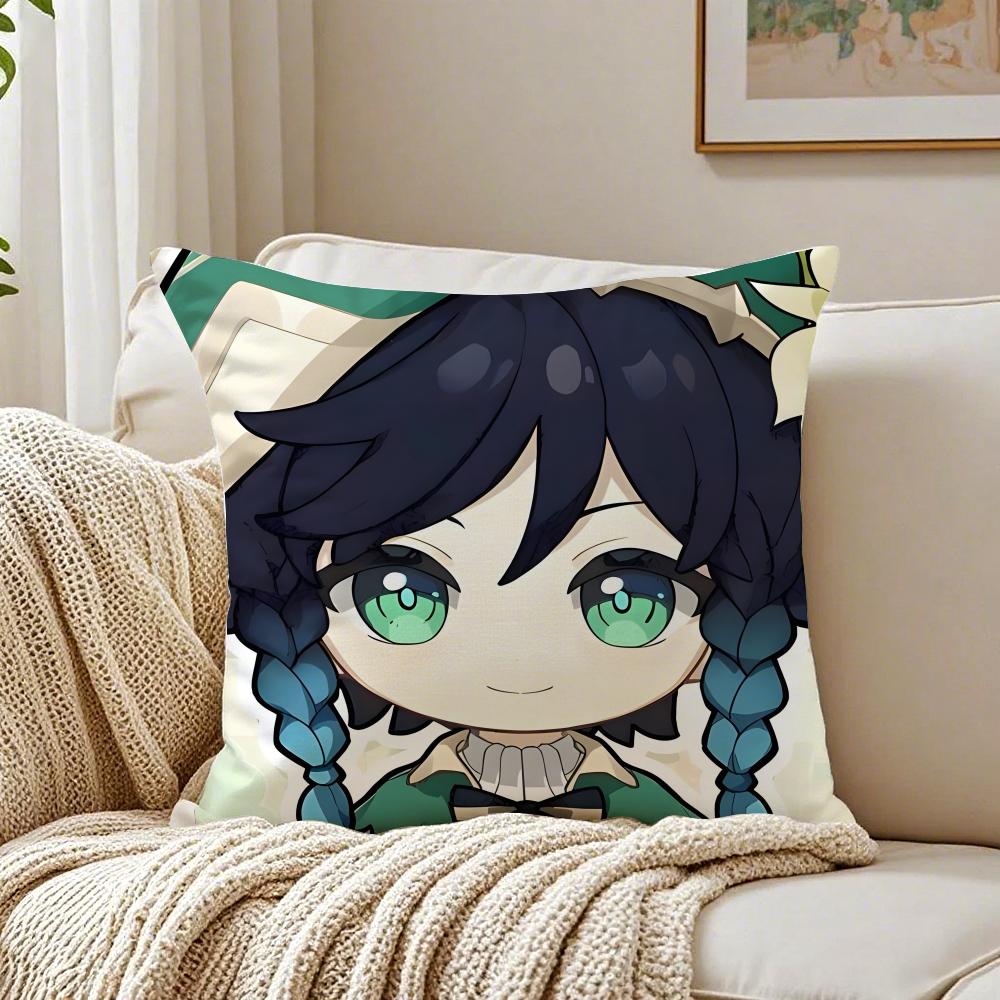 Popular Genshin Impact Venti Pillow Cushion Cover Pillowcase Anti-Dustmite Living Room Sofa Decor Cushion Room