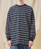 Bajal Vz Logo Big Oversized Border Long Sleeve T-Shirt Navy
