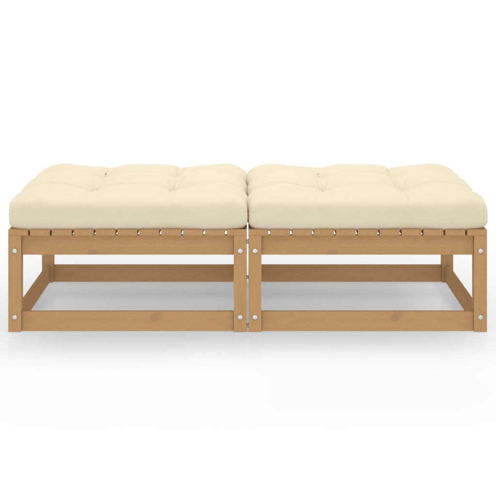 Garden Footstool with Cushions 2 pcs Solid Pine Wood