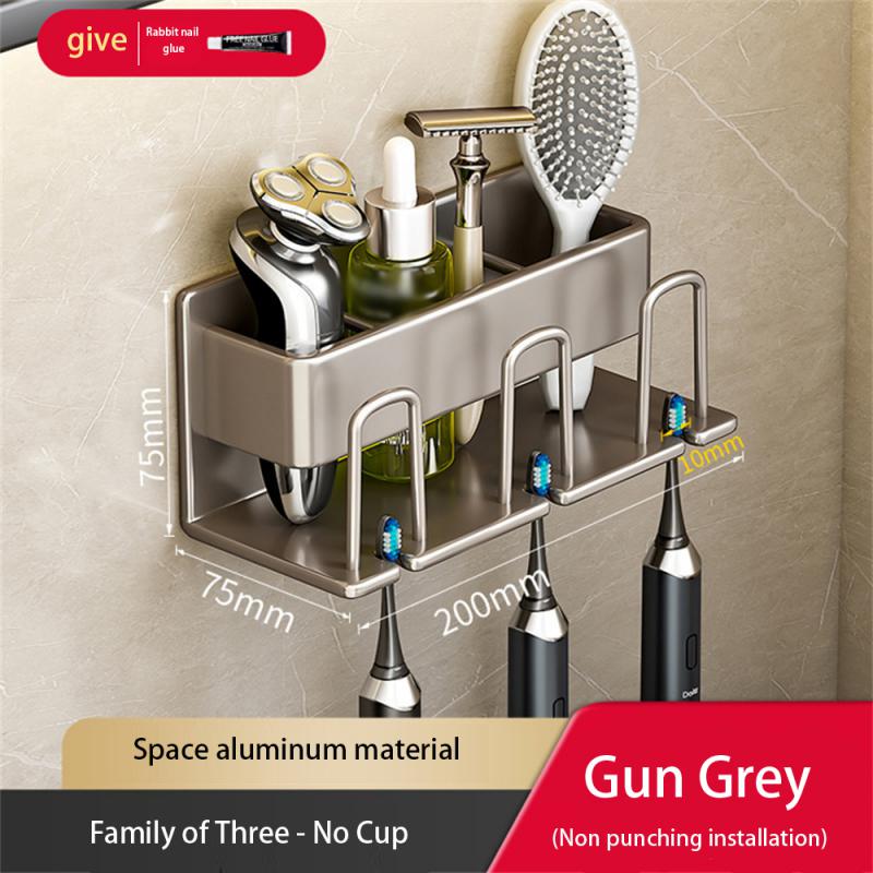 Wall Mounted Toothbrush Holder Hanging Storage Strong Load-bearing Space Aluminum Storage Toothbrush Rack Tooth Storage