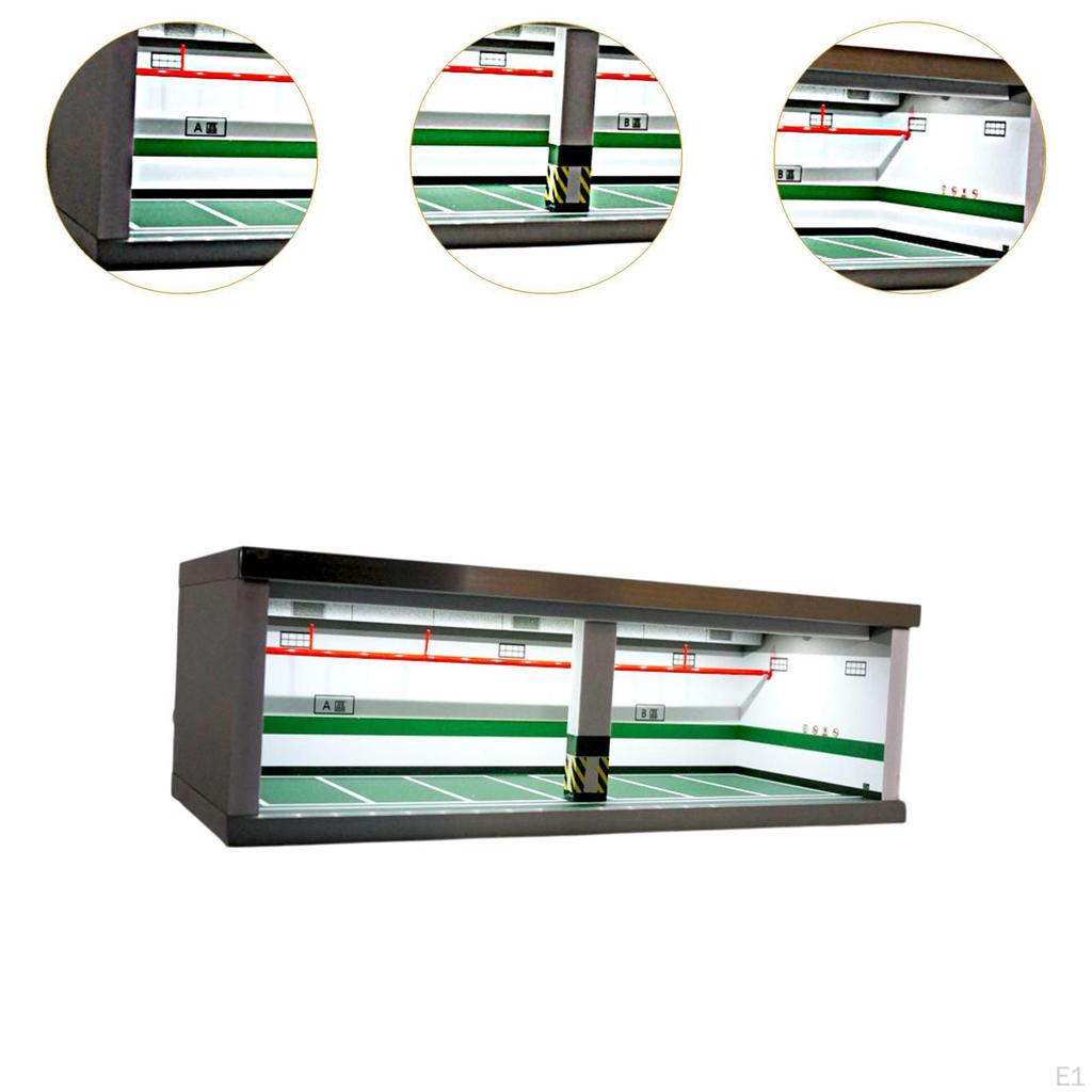 1/64 Scale Model Car Display Case Parking Scene Box, Collectible Gift, Micro Landscape Decor