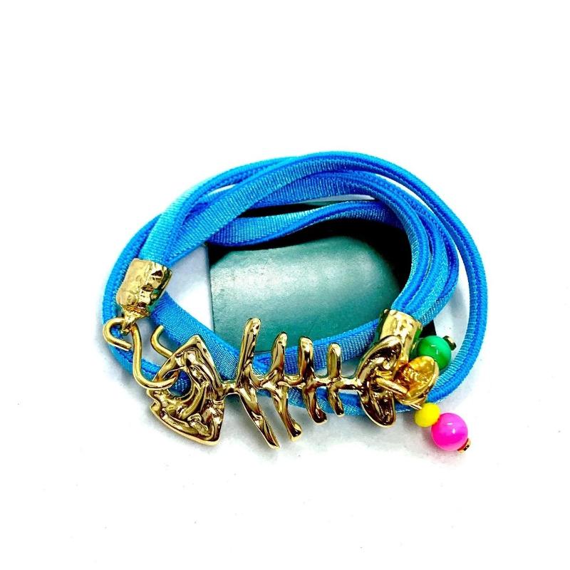 Exaggerated Stainless Steel Fishbone Color Simple Elastic Rope Bracelet Hand Strap Bohemian Style Holiday Bracelet Jewelry Gifts