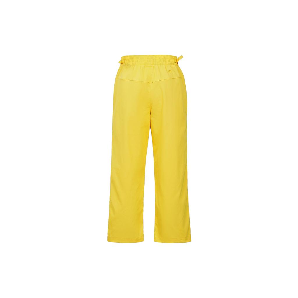 Nike Solid Color Mid Waist Nine Point Casual Pants Women Bottoms Yellow DQ6660-719