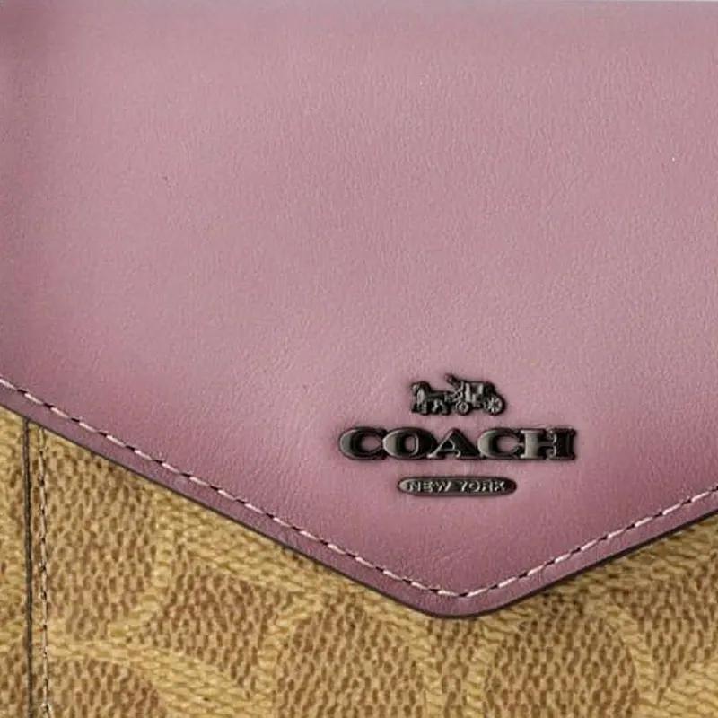 COACH Wallet Canvas Handheld Envelope Wallets Small Women's Purple Brown Monogram (Unisex) Wallets 31548 V5PUJ