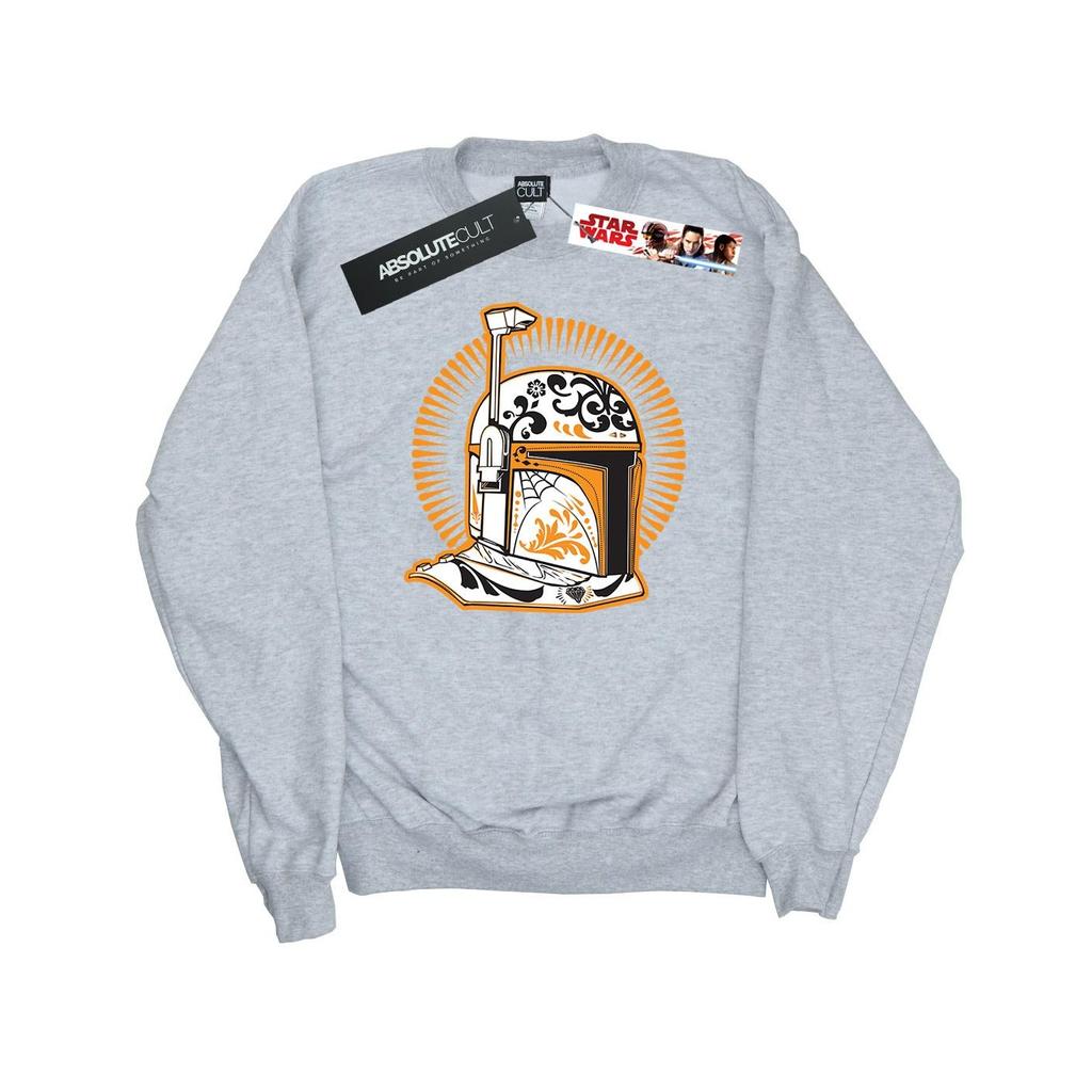 STAR WARS Mens Boba Fett Dia De Los Muertos Sweatshirt