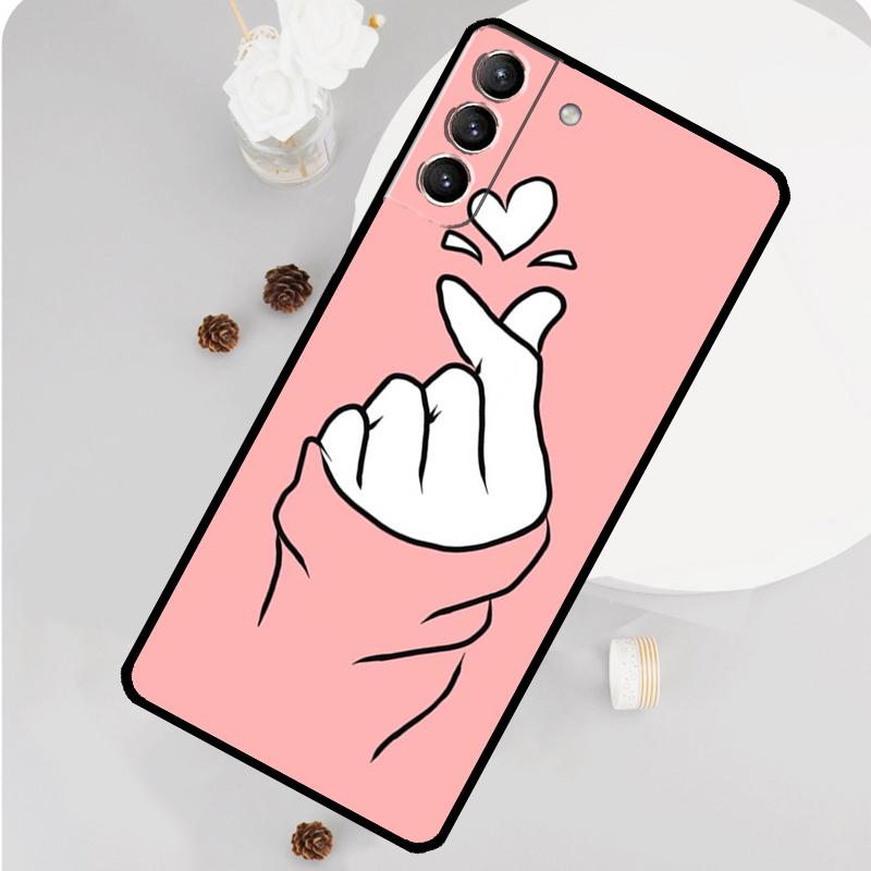 

Kpop Hand Finger Heart Cover For Samsung Galaxy S23 S22 Ultra S21 FE S20 FE Note 20 Ultra S9 S10 Note 10 Plus Case Galaxy S22 Plus