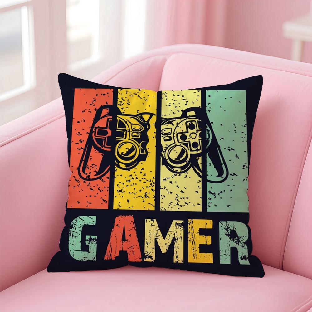 Colorful Graffiti Game Gamepad Cushion Cover Linen Pillowcase Cover Soft Decor for Sofa Home Room