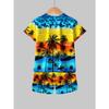 Summer boys' casual sports short sleeved shorts 2-piece set - brown paulownia tree 3D printed pattern T-shirt top+shorts set