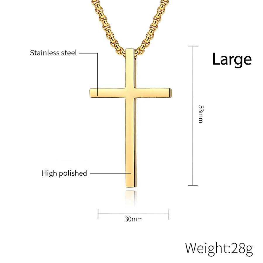 Titanium Steel Cross Necklace For Men Women Black Gold Silver Color Chain Crucifix Pendant Punk Party Never Fade Jewelry