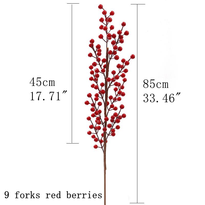 Artificial Red Berry Flowers Bouquet Fake Plant for Home Vase Decor Xmas Tree Ornaments New Year 2025 Party Christmas Decoration