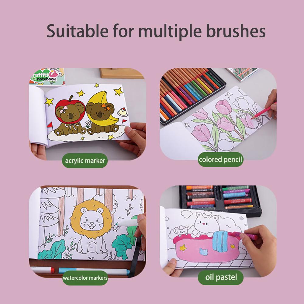 30 Sheets Cartoon Convenient Graffiti Book Watercolor Coloring Book, Suitable for Markers, Watercolor Pens, and Colored Pencils