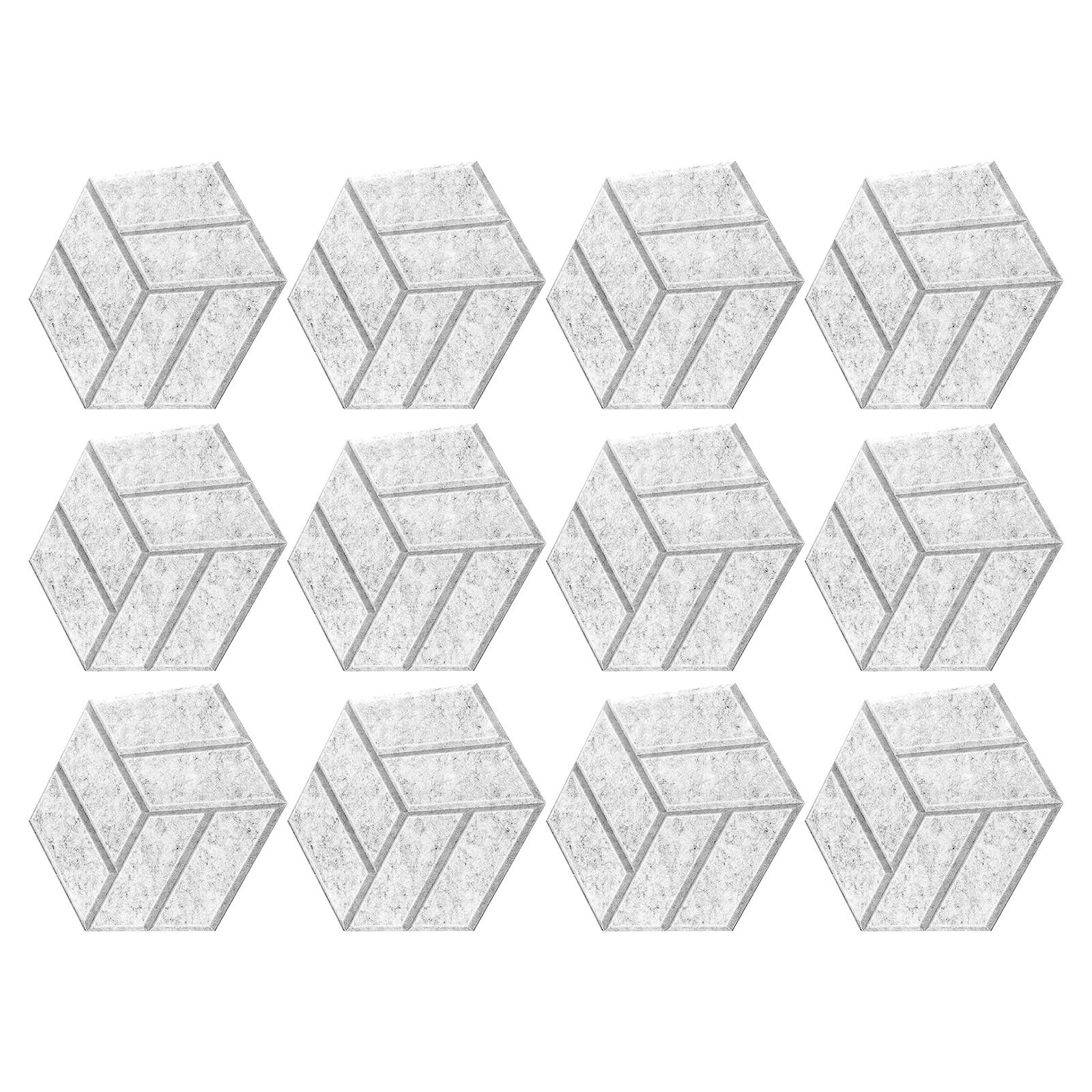 

Pack of 12 Hexagonal Foam Panels Soundproof Wall Panels Acoustics Tiles Polyester Texture Perfect for Studios Home Wall срібний