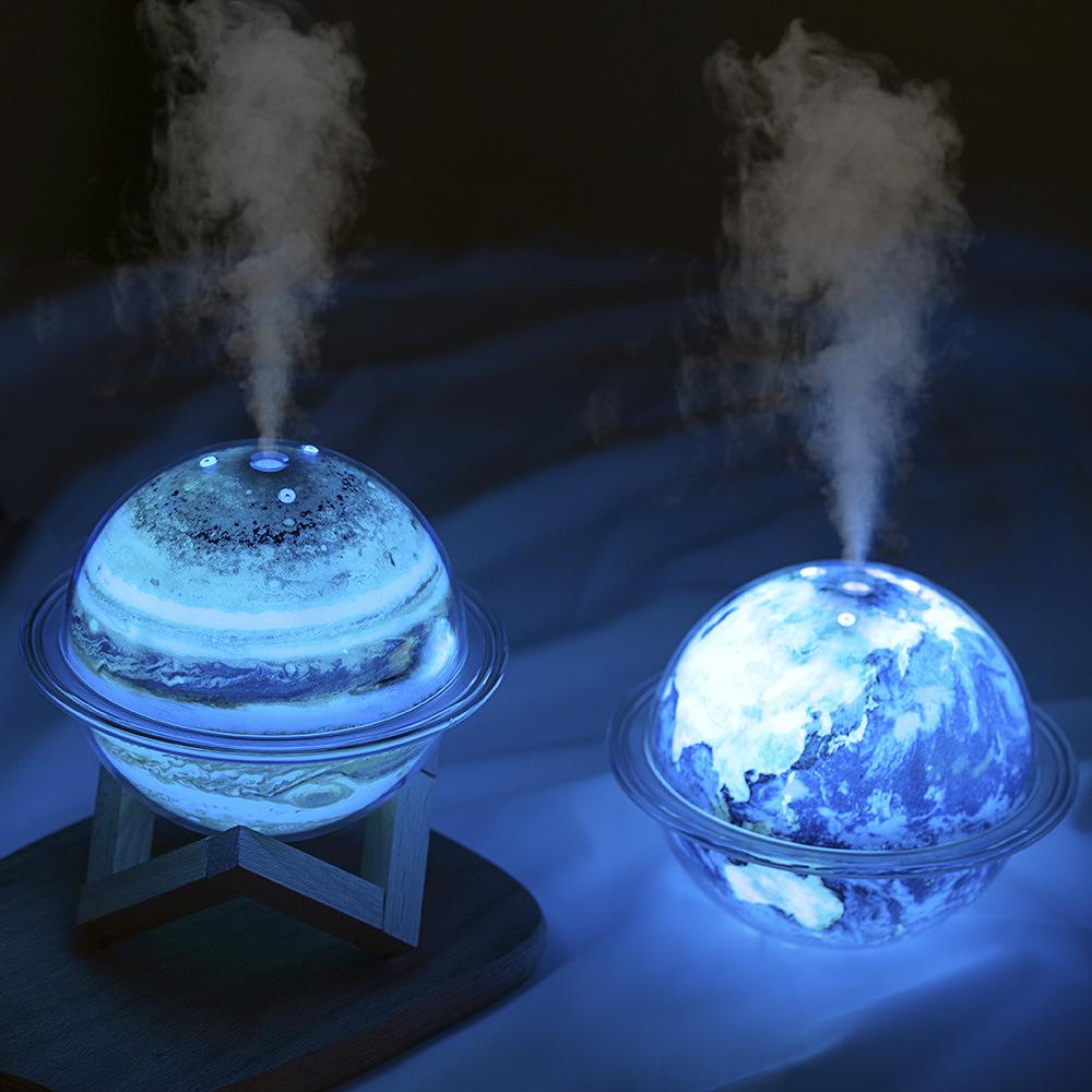 Zvlhčovač Planet Dvourychlostní sprej s automatickým vypínáním LED barevné noční světlo pro domácnost jemný mlhový zvlhčovač USB