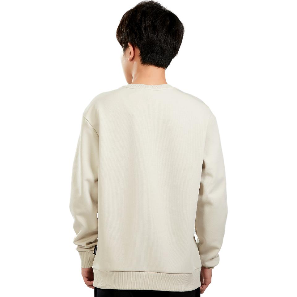 Li Ning Badminton Series Solid Color Logo Pullover Sweatshirt Autumn Men sweatshirt Khaki AWDTD81-3