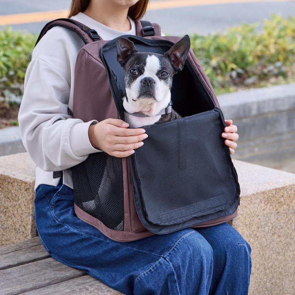 Petio Dog and Cat Pet Backpack Holds in Front of You to Keep an Eye on Your Pet Carrier, Carrier, Brown,