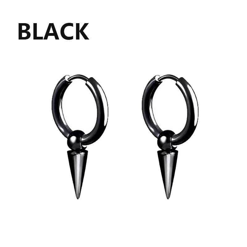 1 Pairs Punk Stainless Steel Stud Earrings Black Earrings Set For Men Women Vintage Hip Hop Piercing Ear Jewelry Accessories3