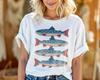 American Flag Fish Shirt Patriotic Fishing Graphic Tee USA Stars Stripes GiftA78