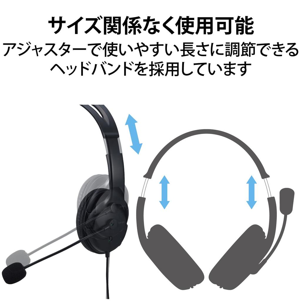 Elecom Over-Ear USB Headset HS-HP28UCBK Microphone Arm Large Earmuff Type USB Type-C Cable Included Black