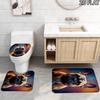 French Bulldog Pattern 3Pcs Bathroom Rug Set, Non Slip Absorbent Bath Mat, Contour Mat & Toilet Lid Cover, Bathroom Decor
