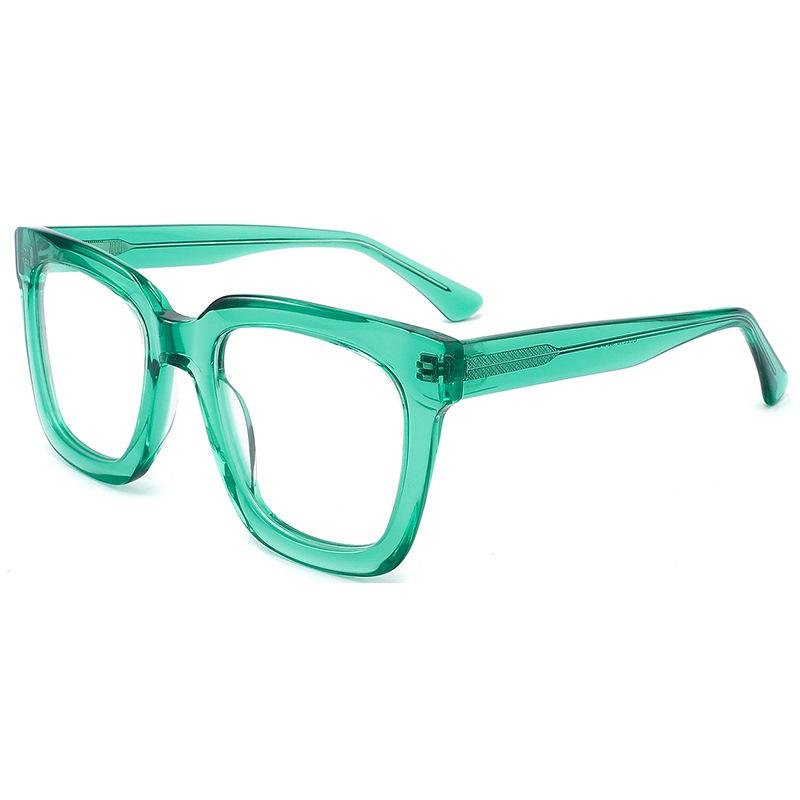 Elegant Clear Green Oversized Square Reading Glasses Women High Quality Acetate Blue Filter Eyeglasses Frame Presbyopic Eyewear