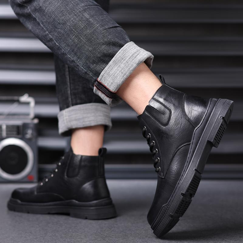 2026 New Cott-lined Men's Ankle Boots, Retro British High-top Men's Boots, Spring and Autumn Outdoor Men's Motorcycle Boots