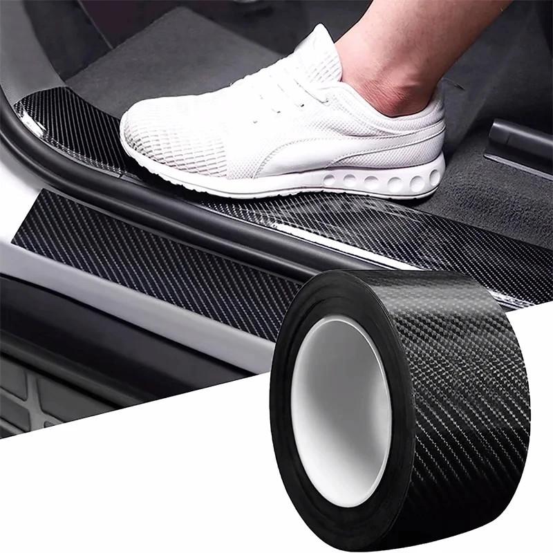 Black 3D Nano Carbon Fiber Car Door Sill Protector - 3m, Waterproof & Anti-Scratch