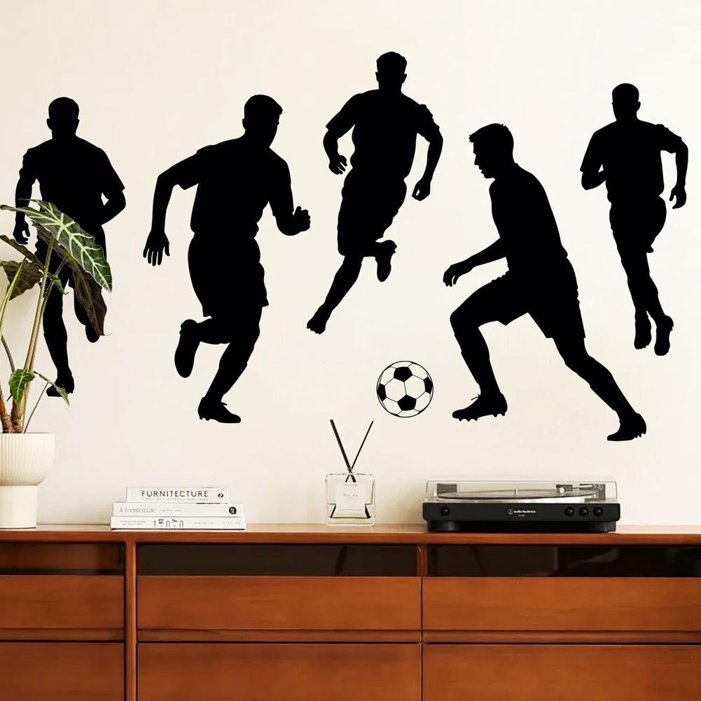 Soccer Sticker Soccer Wall Decal Sports-themed Room Black Wall Sticker Indoor Outdoor Compatible Flexible Material