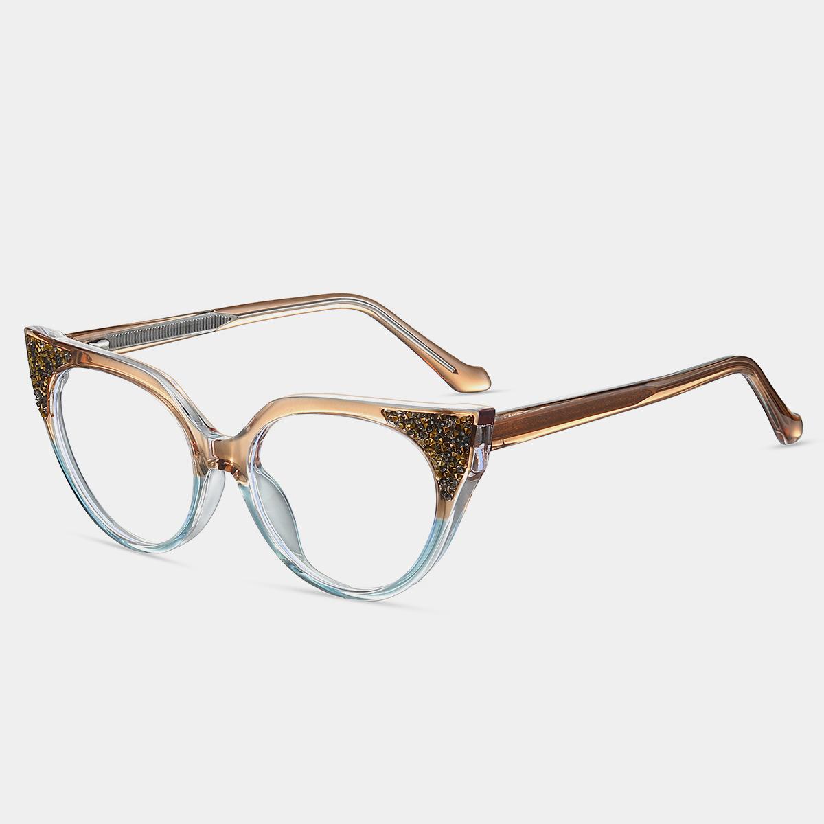 

High-end Reading Glasses Fashionable Women Double Color Frame Cat-eye Anti Blue Lightweight Glasses Fashionableable Women s Far-sighted Eyeglasses 0