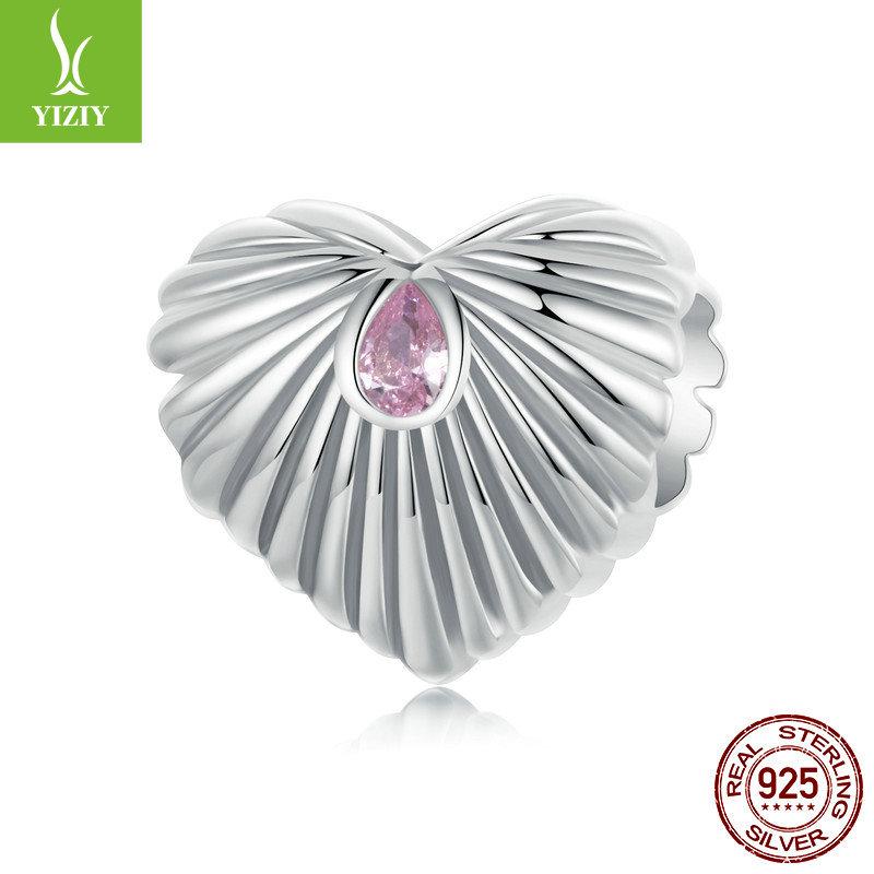 

Pink Love Diy Bracelet Beaded Accessories, Romantic Love S925 Sterling Silver Beads Loose Beads